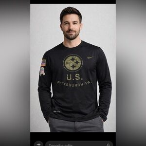 Nike Dri-Fit Pittsburgh Steelers Salute to Service Long Sleeve Shirt NFL Black